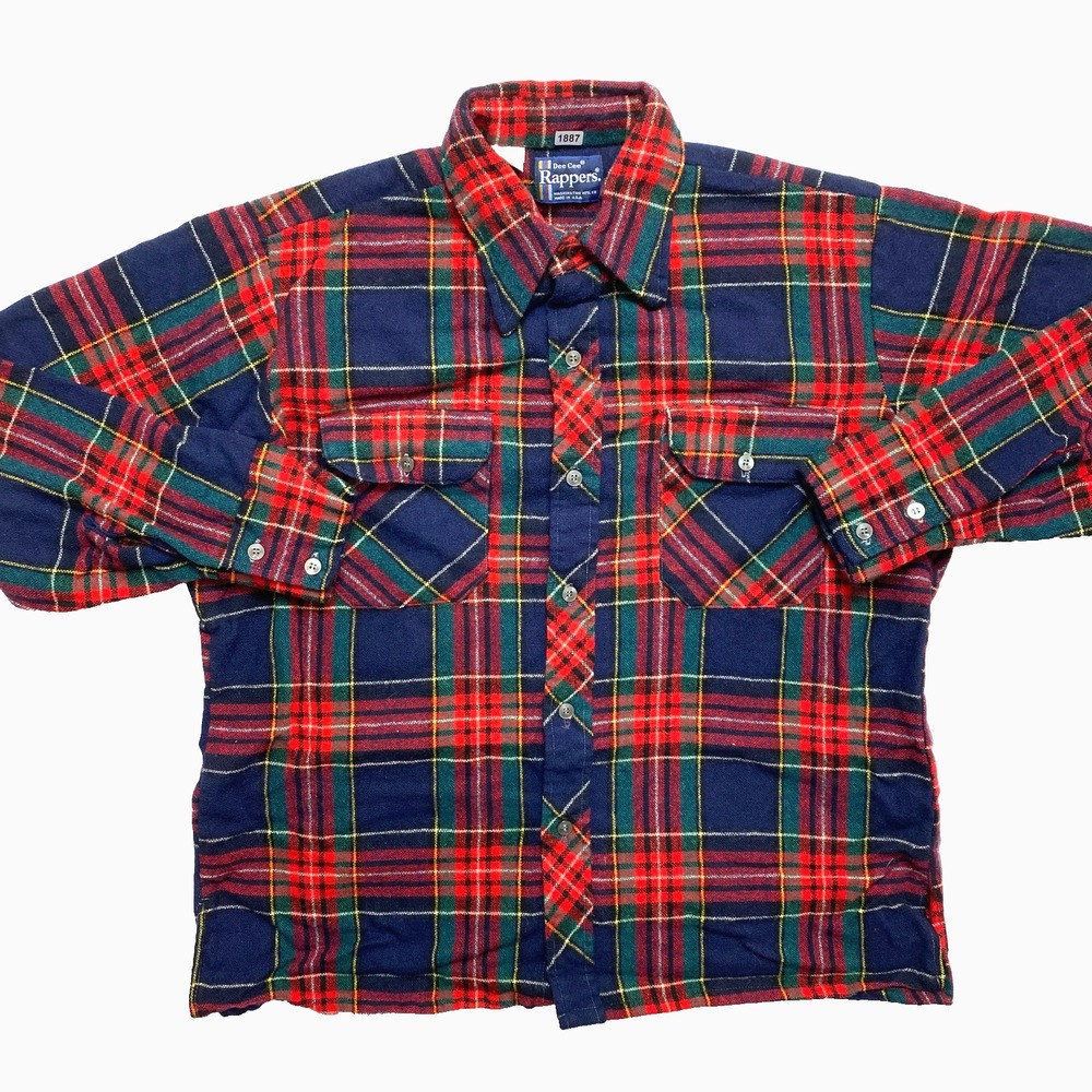 Vintage Dee Cee Rappers Shirt Mens M L Long Sleeve Wool Acrylic 80s Button Up